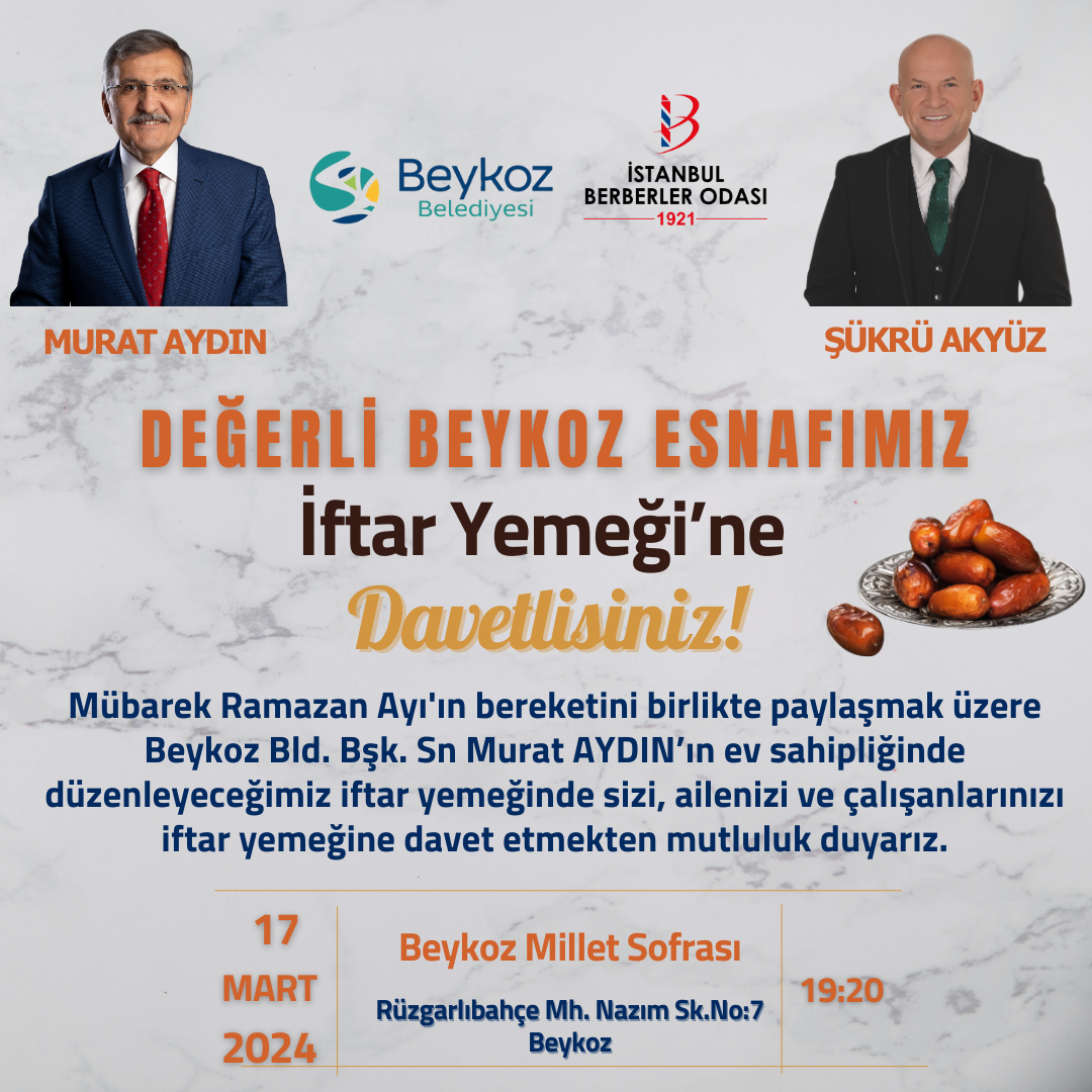 Beykoz Esnafımız İftar Yemeğine Davetlisiniz